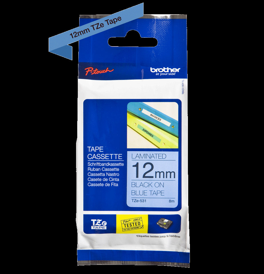 Brother Schriftband TZe-531, 12mm, schwarz/blau Brother Schriftband TZe-531, 12mm, schwarz/blau